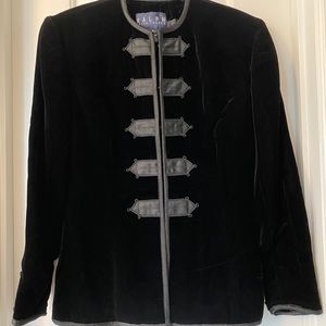 RALPH LAUREN 
BLACK VELVET MILITARY STYLE JACKET